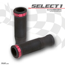 HS MOTO GUMOVÉ GRIPY SELECT1 ČERVENÝ PRSTEŇ 22 MM