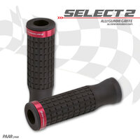 HS MOTO GUMOVÉ GRIPY SELECT2 ČERVENÝ PRSTEŇ 22 MM