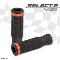 HS MOTO GUMOVÉ GRIPY SELECT2 ORANŽOVÝ PRSTEŇ 22 MM
